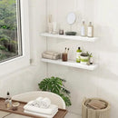 Fun Memories Floating Shelves for Wall, 30" Rustic Wood Deep Wall Mounted Shelves with Invisible Brackets for Decor & Storage, Floating Shelf for Living Room, Bathroom (White, Set of 2) by CozyNest Decor