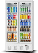 30.5 Cu.ft. Commercial Refrigerators 2 Glass Door Commercial Beverage Refrigerators Upright Display Cooler with Soft LED Light and 10 Adjustable Shelves for Restaurant Grocery Stores Home by CozyNest Decor