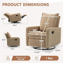 Swivel Rocking Recliner Chair for Nursery, Upholstered Glider Rocker Recliner, Swivel Reclining Chair for Nursery Living Room Bedroom, Camel Short Plush by TinyTreasures Baby Boutique