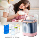 Breastmilk Cooler Bag with Ice Pack Fits 4 Baby Bottles Up to 9 Ounce, Baby Bottle Cooler Bag Suitable for Nursing Mom Daycare, Straps by TinyTreasures Baby Boutique