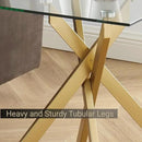 Modern Style Square Side Table with Tempered Glass Top and Metal Tubular Legs, Gold 20”Dx20”Wx22”H by CozyNest Decor