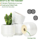 Mini Succulent Planter Set – 3.7 Inch Ceramic Pots with Drainage for Indoor Plants, Small Decorative Flower Pots for Cactus and House Plants, Set of 4 by CozyNest Decor
