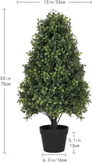 30" Boxwood Topiary Trees Artificial Outdoor Set of 2, UV Resistant Faux Plants for Front Porch Planters, Realistic Cone-Shaped Fake Bushes & Shrubs, 2.5ft Evergreen Decoration by GreenHaven Gardens