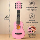 23" Acoustic Guitar, Kids 6 String Toy Guitar - Realistic Steel Strings - Beginner Practice First Musical Instrument for Children, Toddlers (Pink) by TinyTreasures Baby Boutique