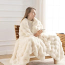 Cozy Faux Fur Throw Blanket for Couch-Warm Fuzzy Throw Blanket, Soft Plush Thick Bubble Blankets for Bedroom and Living Room, Furry Luxury Blanket, 50 x 60, Cream by CozyNest Decor