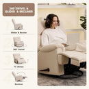 Large Glider Rocker Recliner,Beige Swivel Rocking Recliner Chair,Reclining Sofa Rocking Chair Nursery,23 Inches Deep Seat & 27 inches High Back,for Living Room, Bed Room‎ (Beige) by TinyTreasures Baby Boutique