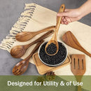 AIUHI 10 Pack Wooden Spoons for Cooking, Teak Wood Kitchen Utensils Set for Non Stick Use, Spatula Set for Stirring, Baking, Non Stick Wooden Utensils for Kitchen by CozyNest Decor