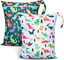 Shappy 2 Pcs Large Travel Laundry Bag Washable Waterproof Wet Dry Large Dirty Clothes Bag Bathing Workout(Dinosaur Style) by TinyTreasures Baby Boutique