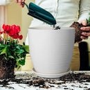 12 Inch Ceramic Planter Pot, Large Planter Pot with Drainage Hole and Saucer Round Flower Pot for Indoor Outdoor Plants, White