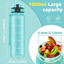 OLDLEY 32 oz Water Bottle, Motivational Water Bottle with Time Marker, Sports Water Bottle With Strap, Leakproof & BPA Free Large Water Bottles for School, Gym, Travel, Outdoor, Tritan,Green by CozyNest Decor