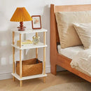 IBUYKE 3-Tier Side Table, Solid Wood Tall End Table with Storage Shelves, Nightstand Bedside Table for Living Room Bedroom Office, No-Tool Assembly, White UWST003W by CozyNest Decor