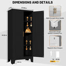 61" Balck Metal Kitchen Storage Cabinet, Kitchen Pantry Storage Cabinet with Doors and Shelves, Storage Cabinet with Adjustable Leveling Foot for Kitchen, Living Room and Dining Room by CozyNest Decor
