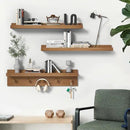 MBYD 24 Inch Floating Shelves, Picture Ledge Shelf, Natural Wood Wall Shelf, Nursery Book Shelves for Kids Room Decor with Hooks, Kitchen Bathroom Storage, Living Room Walnut by CozyNest Decor
