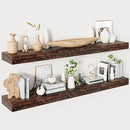 Floating Shelves for Wall 48 Inches Long,9.3" Deep Rustic Brown Floating Shelf Set of 2,Wall Mounted Wood Shelves for Bathroom Bedroom Living Room Kitchen Office,Shelf for Books Storage Room Decor by CozyNest Decor