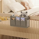 Dual-purpose Bedside Caddy Bedside Organizer, Bed Caddy with 6 Pockets, Versatile Bedside Storage Solution Magazine Remotes holder, ideal for Home, Dorm, Hospital, Crib Bed (Grey) by CozyNest Decor