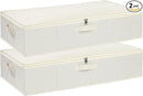 Under the Bed Storage Bins, Closet Organizers with Reinforced Handles for Blanket, Sheets, Pillows, Towels, Shoes, Beige, 2 Pack, 23.6 x 11.8 x 5.9 Inch by CozyNest Decor