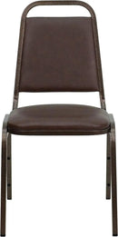 EMMA + OLIVER Trapezoidal Back Vinyl Stackable Banquet Chair, Multipurpose Stacking Chair with Padded Seat and Back, Brown/Copper by GreenHaven Gardens