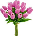 Mandy's Artificial Tulips 20 Stems Lavender PU Faux Flowers for Wedding Home Decor 13.5 Inch by CozyNest Decor