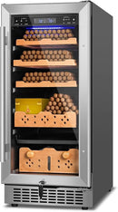 Electric Cigar Humidor, 15 Inch Upgraded Large Capacity Humidor Cabinet with Powerful Compressor, Digital LED Screen, Safety Lock, Smart Humidity & Temp Control, Gifts for Men by CozyNest Decor