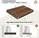 Heimlove 12 Inch Deep Floating Shelves, 16 x 12 inches Long Wall Shelf, Large Extra Display Shelf & Storage Shelf, Rustic Wood Wall Shelves for Fireplace Mantel, Walnut - 2Pack by CozyNest Decor