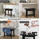 Zhuoyue Bamboo Shower Stool Bench Waterproof with Storage Shelf for Shaving Legs or Spa Bath Seat in Bathroom & Inside Shower for Adults Seniors Elderly (24 x 13.4 x 18.5 inches+Black) by TinyTreasures Baby Boutique