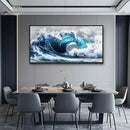 PHAOHUAXM Large Canvas Blue Wave Paintings Wall Art For Living Room Wall Decoration For Bedroom Ocean Wall Pictures Printing Office Decorations Posters Modern Home Decor Black Framed 30x60 In by CozyNest Decor