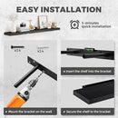 36"x6.8"x1.2" Solid Wood Floating Shelves 2-Pack - Rustic Black Finish with Hidden Brackets, Perfect for Storage and Décor in Living Room, Kitchen, Bedroom by CozyNest Decor