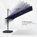 PURPLE LEAF 10 Feet Patio Umbrella with Base Outdoor Cantilever Solar Powered LED Square Umbrella Aluminum Offset Umbrella with 360-degree Rotation for Garden Deck Pool Patio Navy by GreenHaven Gardens