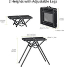 2ft Sturdy Folding Grill Table, Supports 180 Lbs, 2 Adjustable Height 28” Portable Grill Table, Heat-Resistant Tabletop, Folding Metal Table for Camping BBQ Cooking Backyard, 24" X 16", Black by GreenHaven Gardens