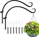FEED GARDEN 18 Inch 2 Pack Outdoor Hanging Plant Bracket for Bird Feeders, Wind Chimes, Lanterns, Heavy Duty Metal Iron Wall Hooks with 6 Screws by GreenHaven Gardens