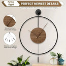 Large Modern Wall Clock,Wall Clocks for Living Room Decor,Classical Silent Metal Minimalist Walnut Dial,Big Decorative Farmhouse Pendulum Wall Clock With Walnut Pointers for Office,Dining Room by CozyNest Decor