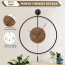 Large Modern Wall Clock,Wall Clocks for Living Room Decor,Classical Silent Metal Minimalist Walnut Dial,Big Decorative Farmhouse Pendulum Wall Clock With Walnut Pointers for Office,Dining Room by CozyNest Decor