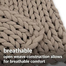 Nuzzie Chunky Knit Weighted Blanket - Breathable, Cooling, Hand Made Knit Throw Blanket for Sleep for Relaxation - Machine Washable, Stylish Design (Taupe, Throw | 12lbs | 44"x60") by CozyNest Decor