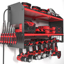 YYR Power Tool Organizer with Charging Station Wall Mount, Cordless Drill and Battery Holder for Garage Organization, Electric Tools Storage Rack Build in Surge Protection Power Strip - Red Shelf by GreenHaven Gardens