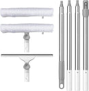 Window Cleaning Squeegee kit, 13.78" Squeegee and 13.78" Microfiber Scrubber with Aluminum Alloy Pole, 54" Telescopic Window Cleaning Tool for Glass Door, Shower Glass Door, Car Windshield-2 Pads by GreenHaven Gardens