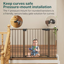 Cumbor 29.7-48" Baby Gate for Stairs, Mom's Choice Awards Winner-Dog Gate for Doorways, Auto Close Safety Pet Gate for Dogs Indoor, Easy Install Pressure Mounted Child Gate with Walk Thru Door, Brown by TinyTreasures Baby Boutique