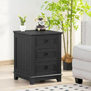 18" Farmhouse Night Stand with 3 Drawers, Wood End Table Dresser for Bedroom, Black Nightstand, Bed Side Table with Metal Handle, Bedside Cabinet for Bedroom Living Room, Closet by CozyNest Decor