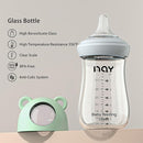 Natural Glass Baby Bottle for Breastfeeding Babies, 8oz Anti-Colic Baby Bottle with Natural Response Nipple(M), Clear, Wide Neck, 2 Pack, 3 Months+ by TinyTreasures Baby Boutique