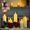 Amagic Ivory Flameless Candles with Remote, Battery Operated Candles with Timer, Acrylic Plexiglass Flickering LED Fake Candle for Wedding, Holiday, Home Decor, Set of 9, D2.2 x H5 6" 7" by CozyNest Decor