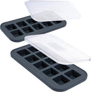 Souper Cubes 2 Tbsp. Silicone Freezer Molds - Perfect for Storing Garlic, Herbs, Ginger, Pesto, Tomato Paste, Lemon Juice, Purees and More - Silicone Baby Food Freezer Tray - Charcoal – 2-Pack by TinyTreasures Baby Boutique