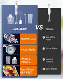 Immersion Blender Handheld 1000W 5 in 1 Corded Stick Hand Blender Kitchen with 12 Speed, BPA-Free, Mixing Beaker, Chopper, Whisk, Milk Frother, Perfect Emulsifier for Soup, Baby Food, Sauce, Puree by TinyTreasures Baby Boutique