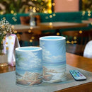 Flickering Flameless Candles, Starfish Seashell Beach Palm LED Candles with Remote Timer, Set of 2 Battery Operated Candle for Valentine Wedding Birthday by GreenHaven Gardens