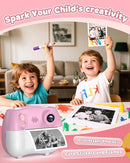 Kids Instant Print Camera Selfie Function - Front Rear Dual Kid Camera with 1080P Video for Girls Ages 3-12, Toddler Portable Travel Print Digital Camera for 3 4 5 6 7 8 9 10 11 12 Year Old Pink by TinyTreasures Baby Boutique