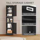 67" Tall Bathroom Storage Cabinet, Narrow Metal Floor Cabinet with 2 Doors and Adjustable Shelves, Freestanding Metal Locker for Laundry, Kitchen, Dining Room by CozyNest Decor