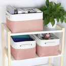 Kntiwiwo Foldable Storage Bins 15" x 10" x 9.5" Fabric Storage Basket Cube with Handles Large Linen Closet Organizer Bins for Organizing Shelf Home, Set of 3, Pink by CozyNest Decor