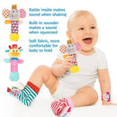 Baby Rattles Toys - Soft Hanging, Handheld & Foot Sock Rattles Set - Plush Stuffed Infant Toys for 0-3, 3-6, 6-12 Months - Newborn Gift by TinyTreasures Baby Boutique