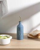 Sweejar Ceramic Olive Oil Dispenser Bottle 20 Oz Relief Opaque Oil Cruet Protects To Reduce Oxidation Suitable for Storage Vinegar, Soy Sauce, Coffee Syrup, Liquids, Set of 1 (Fogblue Gold Spout) by CozyNest Decor