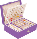 Girls Jewelry Box for Earrings Jewelry Organizer Box Teen Girls Earrings Organizer Jewelry Box with Earring Holder Organizer Stud Earring Box for Girls Womens Jewelry Case Organizer Purple by TinyTreasures Baby Boutique