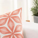 HWY 50 Coral Pink Decorative Throw Pillow Covers 18x18 Inch (1 Piece), Embroidered Cotton Farmhouse Cushion Cover Pillow Case for Sofa Couch Living Room Bed, Fashion Geometric by CozyNest Decor