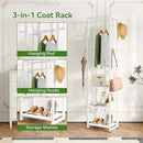 IBUYKE Coat Rack with Shelves, Freestanding Hall Tree with 3 Shelves and 8 Hooks, Industrial Clothes Stand for Entryway, Hallway, Bedroom, White UTMJ088W by CozyNest Decor